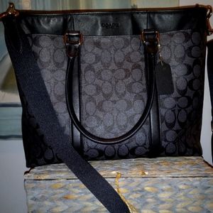 Large Coach Leather and Signature Coated Travel Bag